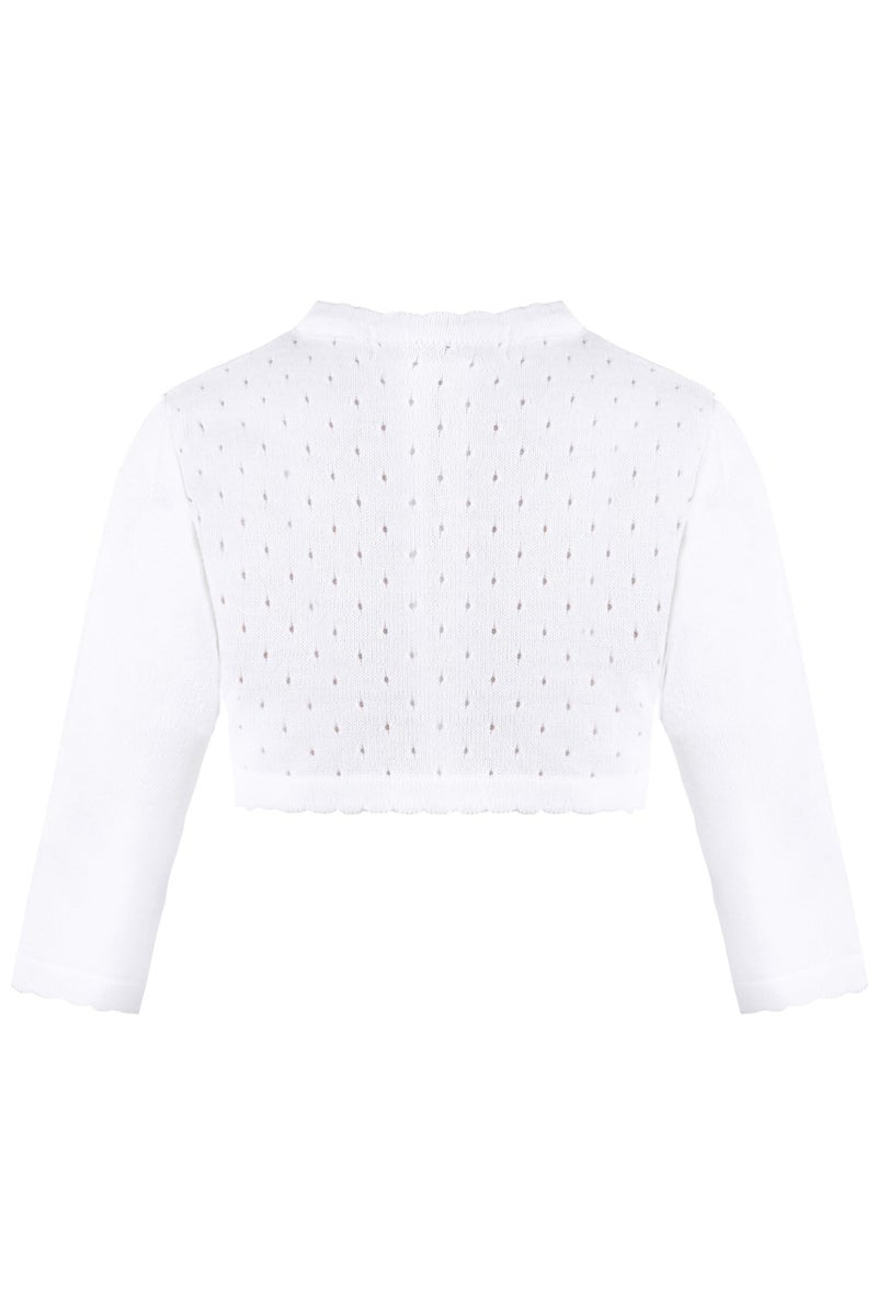Lilax Little Girls' Knit Long Sleeve One Button Closure Bolero Shrug 4T White - Image 4